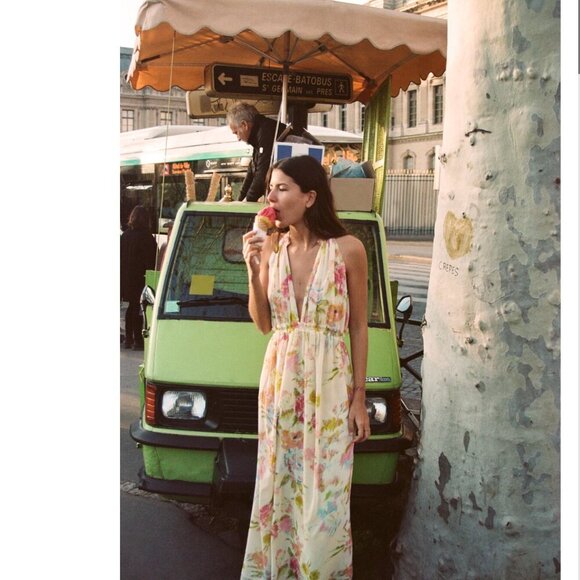 LONG FLORAL PRINT DRESS Size L NEW WITH TAG! - Picture 2 of 5